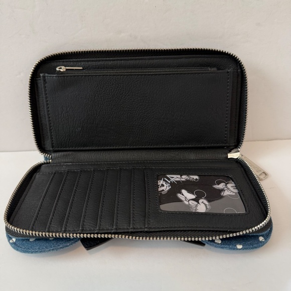 Loungefly Disney Minnie Mouse Polka Dot Denim Wallet - Picture 5 of 11
